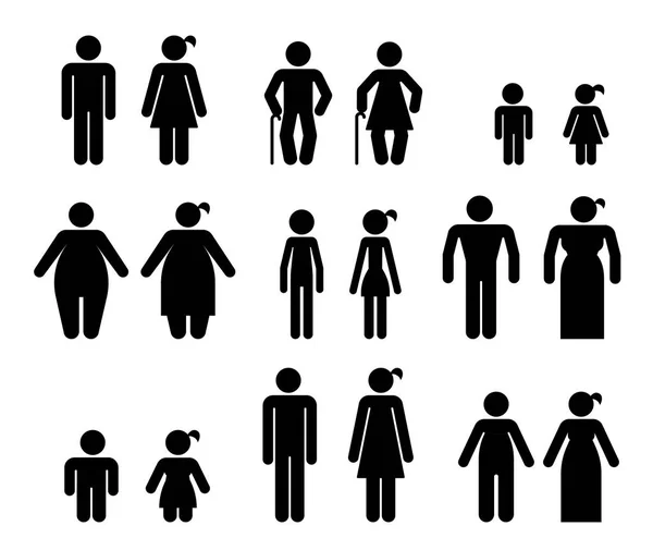 Ensemble de pictogrammes qui représentent différents types de personnes. Corps a — Image vectorielle