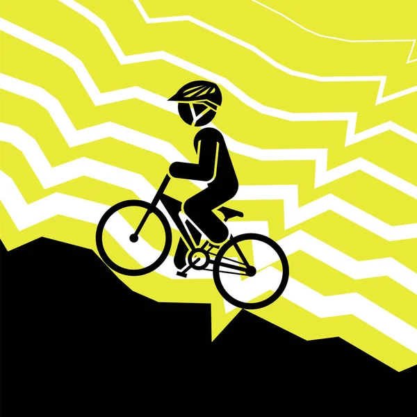 Pictograma de uma pessoa andando de bicicleta de montanha na estrada extrema . — Vetor de Stock
