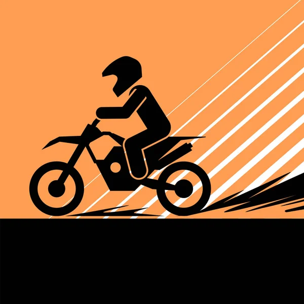 Pictogramme d'une personne en moto sur route extrême . — Image vectorielle