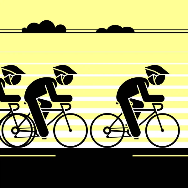Pictogramme d'un peuple en vélo de course à vélo . — Image vectorielle