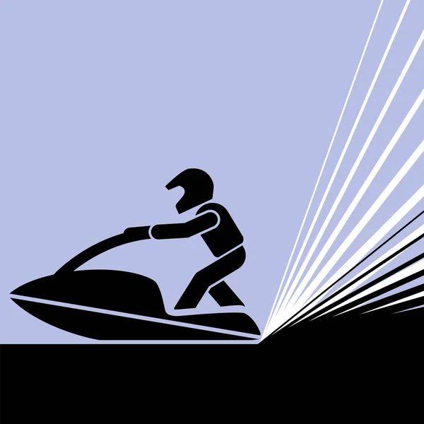 Pittogramma di una persona a cavallo jet-ski . — Vettoriale Stock