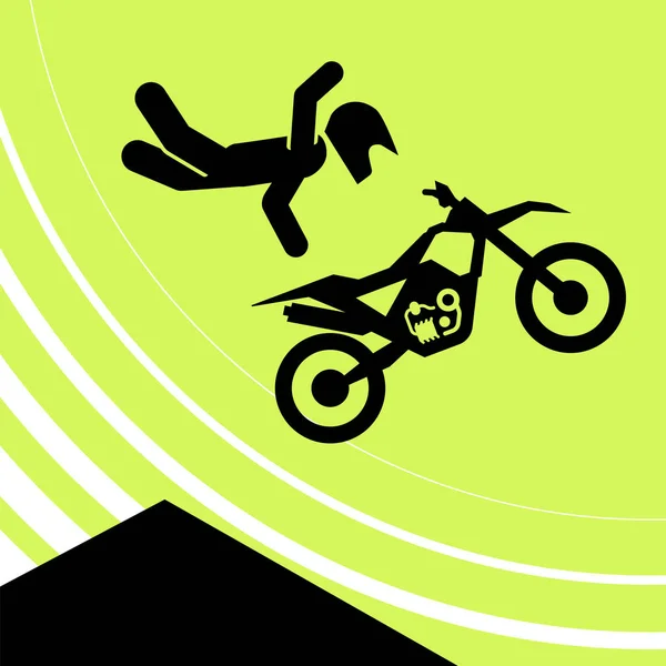 Pictogram van een persoon rijden motorfiets op extreme weg. — Stockvector