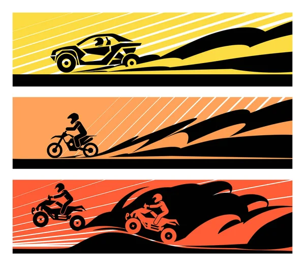 Off-road de carreras de coches y motocicletas . — Archivo Imágenes Vectoriales