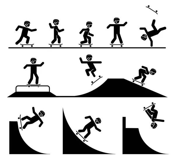 Ilustração em forma de pictogramas que representam fazer acrobata —  Vetores de Stock