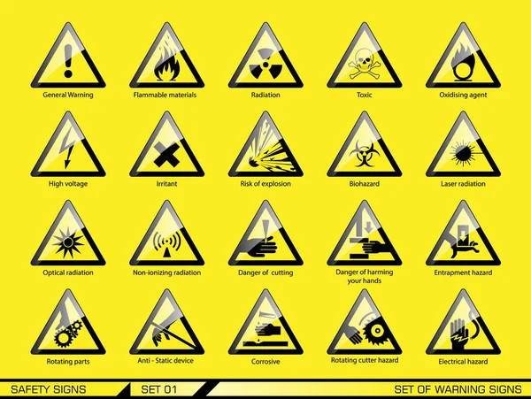 Conjunto de sinais de aviso de segurança . Vetores De Bancos De Imagens Sem Royalties