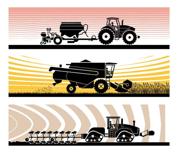 Ícones de mecanização agrícola . Vetores De Bancos De Imagens Sem Royalties