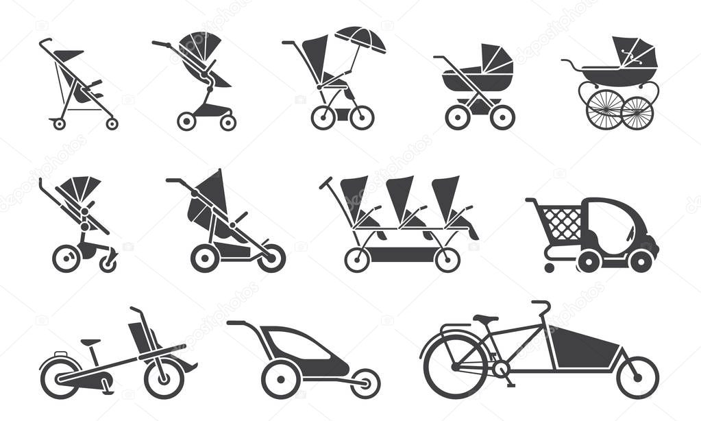 Vector illustration of baby strollers