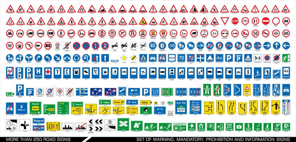 More than 250 road signs.