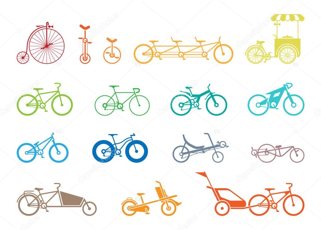 Set of icons representing various types of bikes.