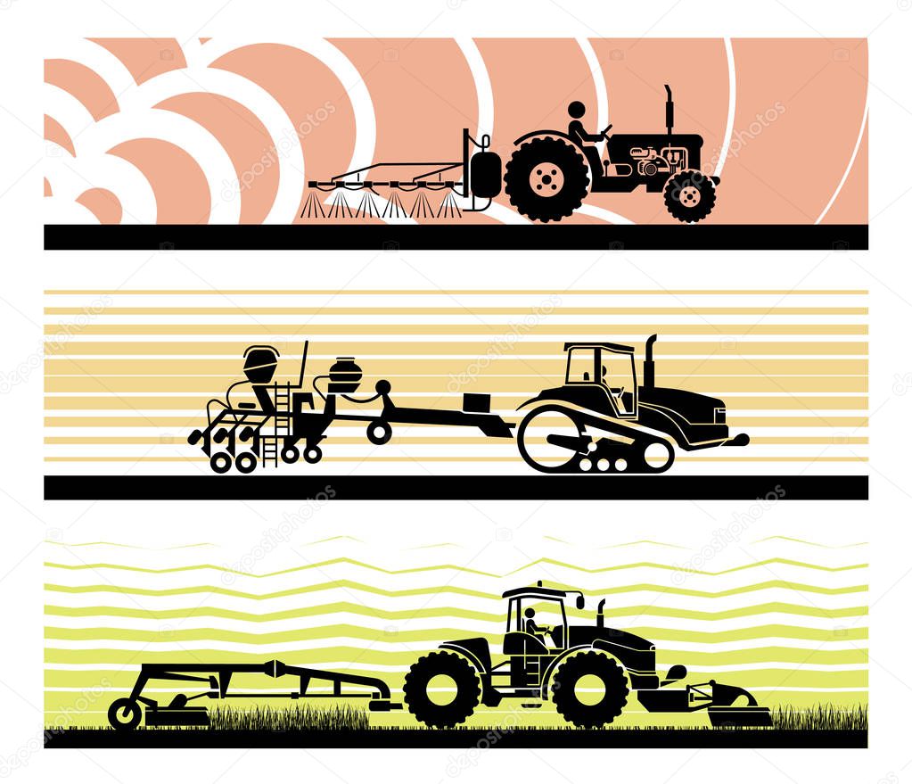 Agricultural mechanization icons. 