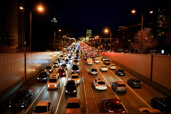 Night city road traffic — Stock Photo, Image