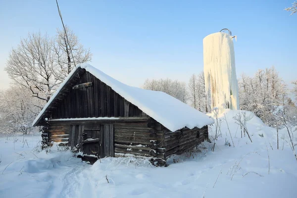 Vinterlandskap på landet – stockfoto