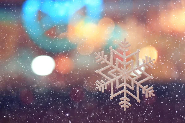 Flocos de neve de Natal desfocados — Fotografia de Stock