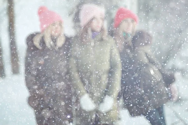 Mujeres jóvenes en el parque de invierno —  Fotos de Stock