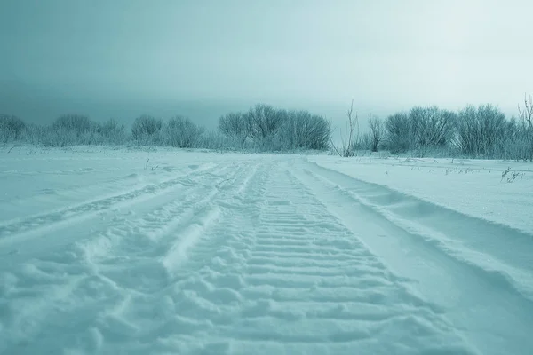 雪冬路足迹 — 图库照片