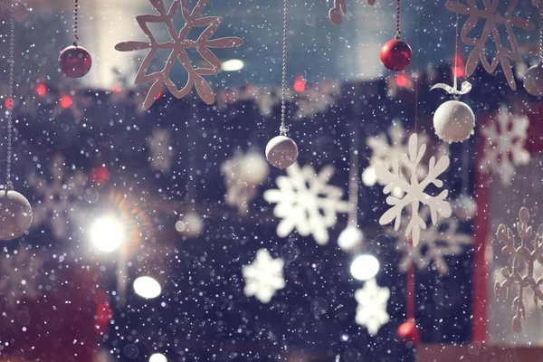 Fiocchi di neve di Natale offuscati — Foto Stock