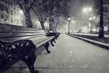 kış gece parkta