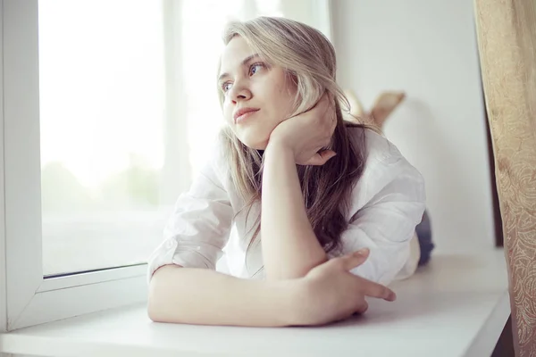 Portrait of tender blond woman — Stock Photo, Image