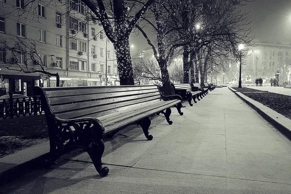 Inverno à noite no parque — Fotografia de Stock