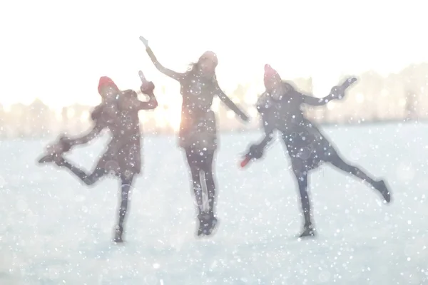 Jovens mulheres no parque de inverno — Fotografia de Stock