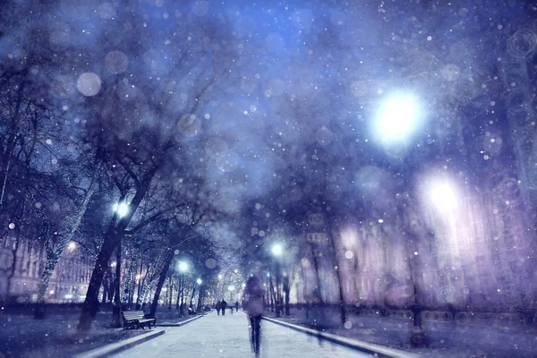 Winter at night in the park — Stock Photo, Image