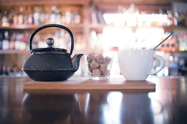 Kopje thee in een café — Stockfoto