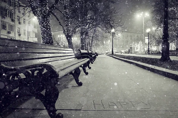 Winter in het park's nachts — Stockfoto