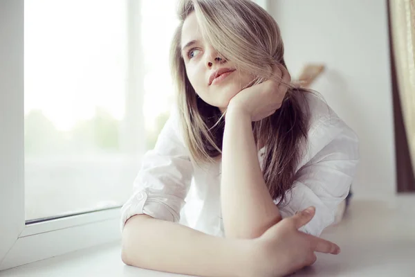 Portrait of tender blond woman — Stock Photo, Image