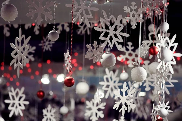 Copos de nieve decorativos de Navidad — Foto de Stock