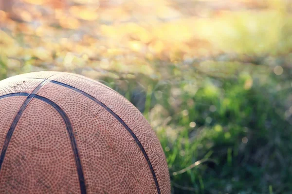 Basquete velho na grama — Fotografia de Stock