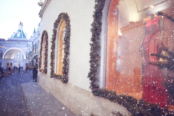 Natal decorado paisagem da cidade — Fotografia de Stock