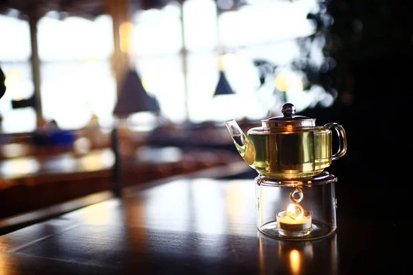 Groene thee in een café — Stockfoto