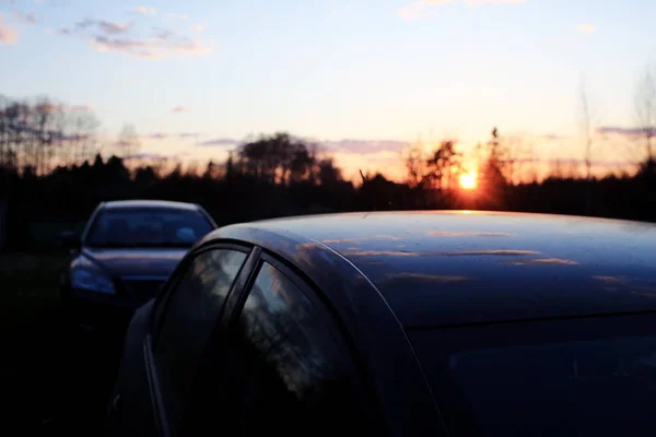 Summer zachód słońca na autostradzie — Zdjęcie stockowe