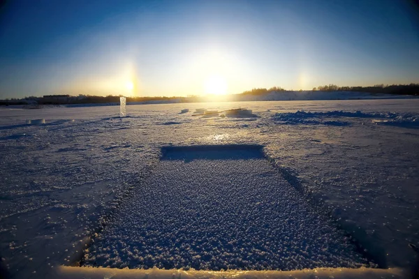 Hole in ice for swimming