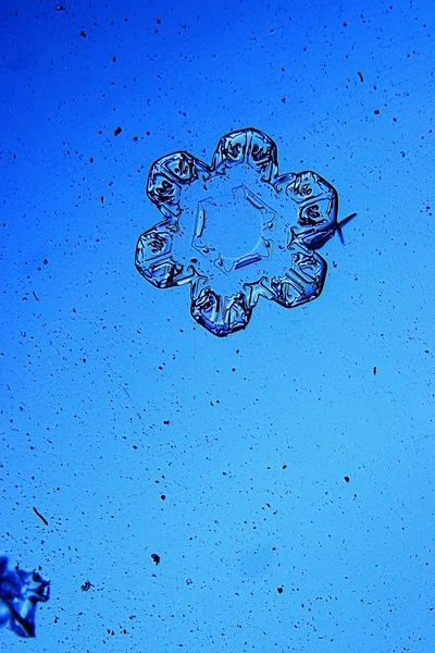 Νιφάδα χιονιού σε μπλε φόντο — Φωτογραφία Αρχείου