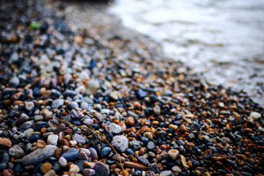 Nehir kıyısında çakıl doku 