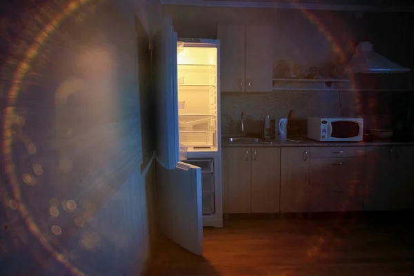 refrigerator in the interior of the kitchen