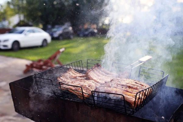 Gril Bbq Grilovaná žebra — Stock fotografie