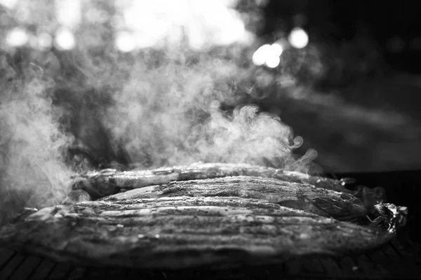 Pescado en la parrilla, cartel —  Fotos de Stock