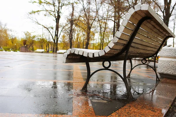 Houten bank in park — Stockfoto