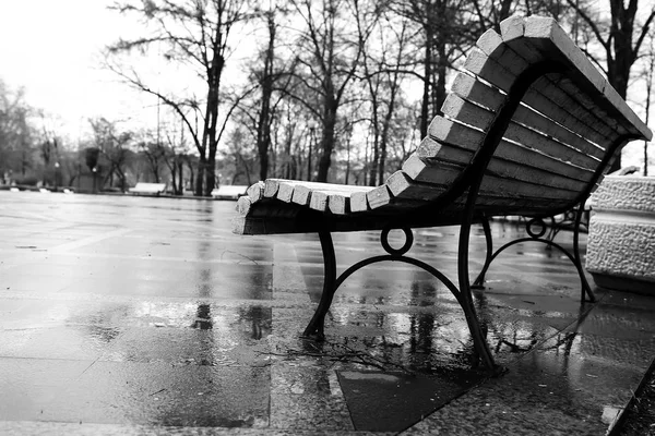 Panca in legno nel parco — Foto Stock