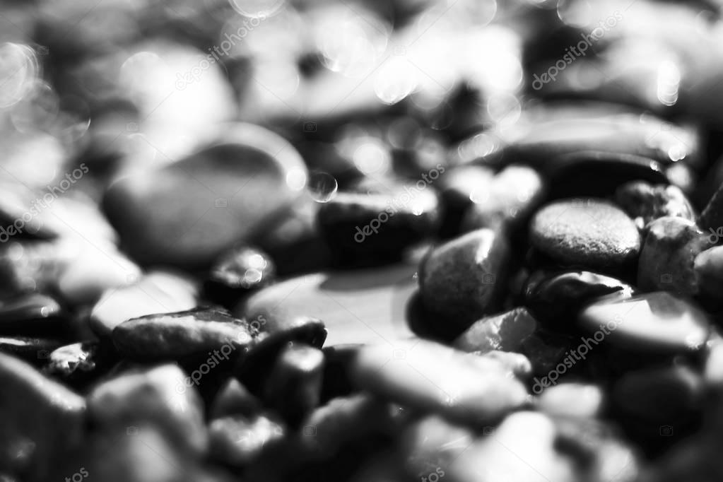 Pebble texture on the river bank 