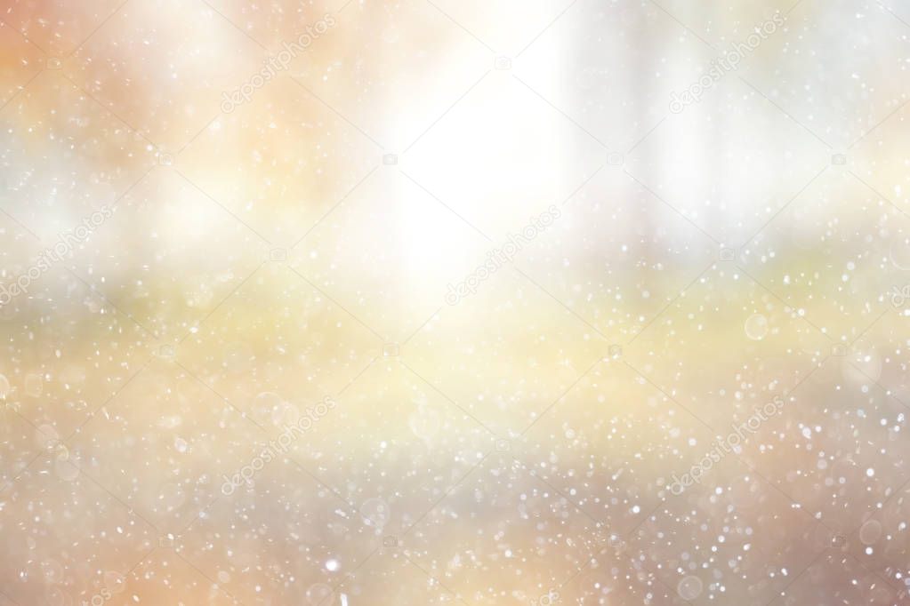 texture of snowflakes on blurry background 
