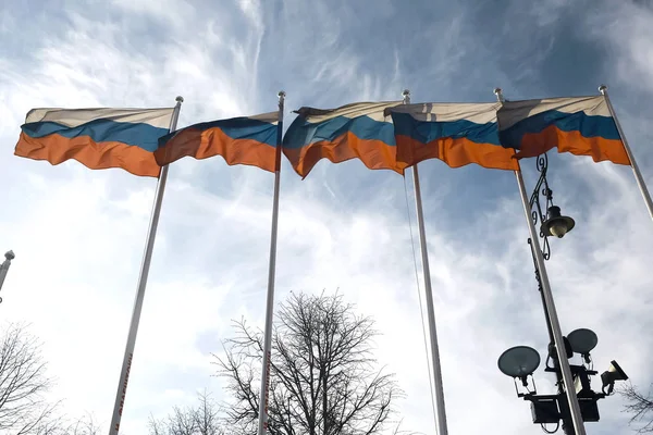 Drapeaux de Biélorussie contre le ciel — Photo