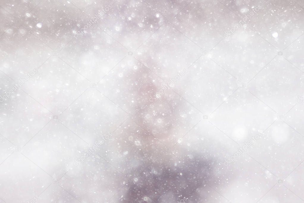 texture of snowflakes on blurry background 
