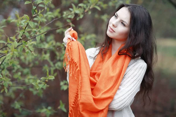 young woman in spring forest