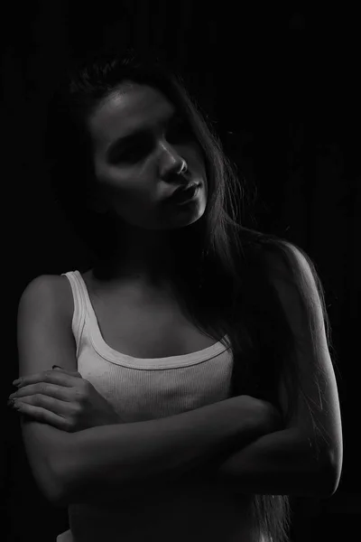 Genç kız beyaz kolsuz bluz — Stok fotoğraf