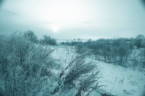 Winter. snow field, nature