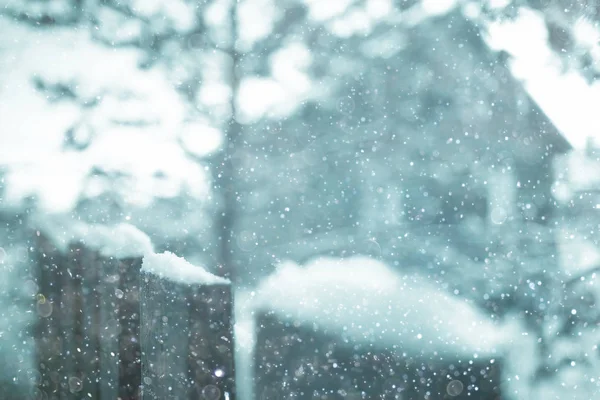 Neve su recinzione di legno — Foto Stock