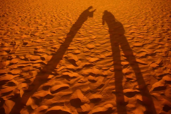Shadows of people in the desert
